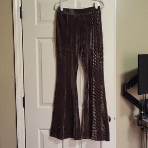 Boutique Brown velour flare pants